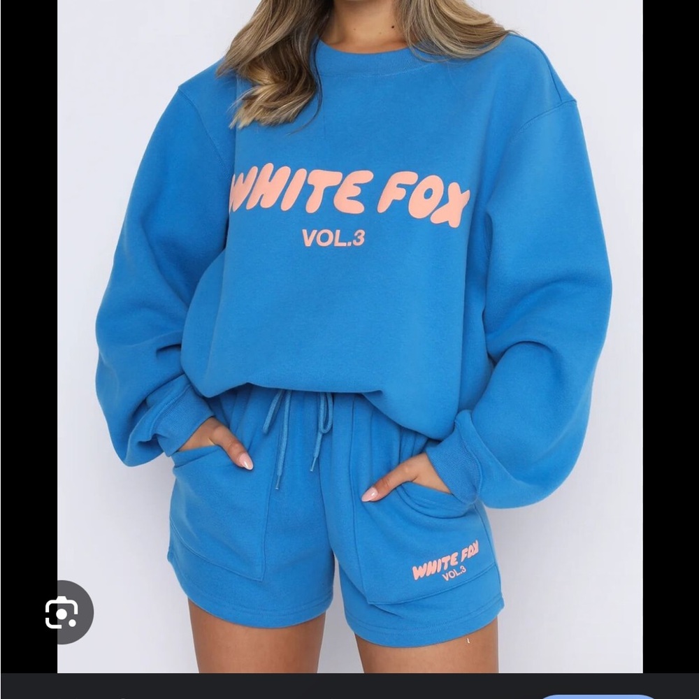 White Fox Blue Sweatshirt